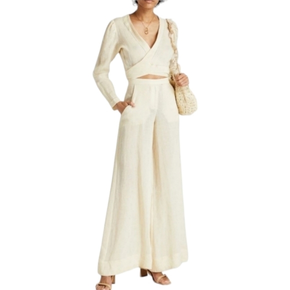 Lisa Marie Fernandez Cropped Wrap Top, Size 6, Cream, NWT - Picture 1 of 16